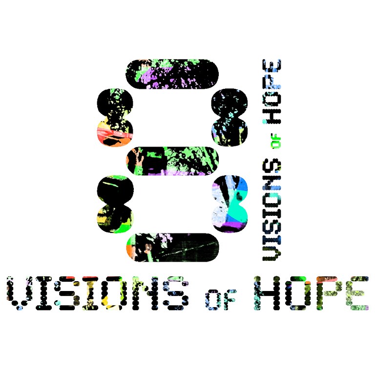 The 8 Visions of Hope logo, a figure eight built from fragments of the works